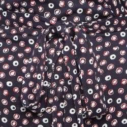 Pre Owned Diane Von Furstenberg Navy Blue Pirouette Dot Print Silk Jersey Cybil Wrap Dress M