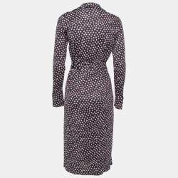 Pre Owned Diane Von Furstenberg Navy Blue Pirouette Dot Print Silk Jersey Cybil Wrap Dress M