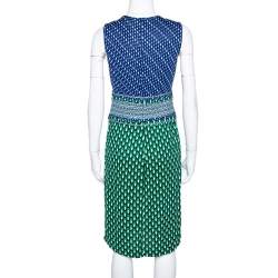 Pre Owned Diane Von Furstenberg Multicolor Printed Silk Jersey Evita Dress M