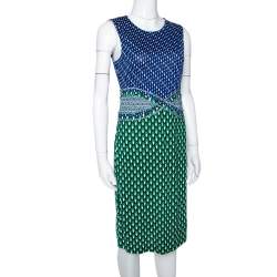 Pre Owned Diane Von Furstenberg Multicolor Printed Silk Jersey Evita Dress M