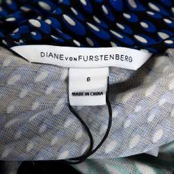 Pre Owned Diane Von Furstenberg Multicolor Printed Silk Jersey Evita Dress M