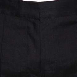 Pre Owned Diane von Furstenberg Black Linen Pleat Front Flared Pants M
