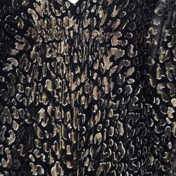 Pre Owned Diane von Furstenberg Black Brocade Ruched Fleurette Tunic Dress M