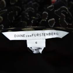 Pre Owned Diane von Furstenberg Black Brocade Ruched Fleurette Tunic Dress M