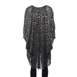 Pre Owned Diane von Furstenberg Black Brocade Ruched Fleurette Tunic Dress M