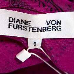 Pre Owned Diane Von Furstenberg Pink Silk Jersey New Julian Long Banded Wrap Dress M