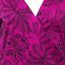 Pre Owned Diane Von Furstenberg Pink Silk Jersey New Julian Long Banded Wrap Dress M
