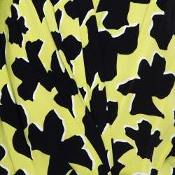 Pre Owned Diane Von Furstenberg Green/Black Silk Crepe Print Dora Lily Midi Dress L