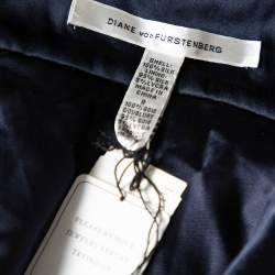 Pre Owned Diane von Furstenberg Navy Blue Silk  Sequin Embellished Tiered Sleeveless Latiera Top M