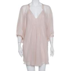 Pre Owned Diane Von Furstenberg Pale Pink Silk Fleurette Dress S