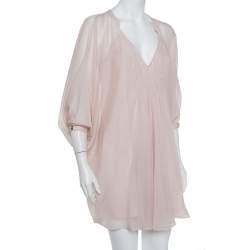 Pre Owned Diane Von Furstenberg Pale Pink Silk Fleurette Dress S