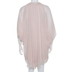 Pre Owned Diane Von Furstenberg Pale Pink Silk Fleurette Dress S