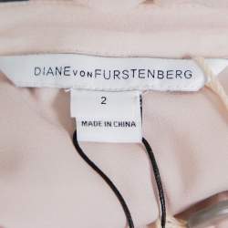 Pre Owned Diane Von Furstenberg Pale Pink Silk Fleurette Dress S
