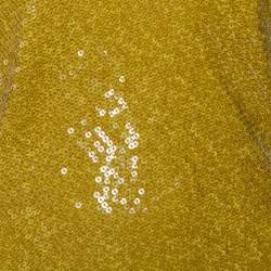 Pre Owned Diane Von Furstenberg Mustard Yellow Sequin Embellished Silk Havita Dress M