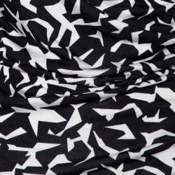 Pre Owned Diane Von Furstenberg  Monochrome Abstract Printed Knit Ruched Bentley Dress M