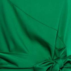 Pre Owned Diane Von Furstenberg Green Silk Satin Draped Faux Wrap Leron Dress L