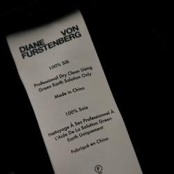 Pre Owned Diane von Furstenberg Black & Green Printed Sequined Silk Draped Skirt S