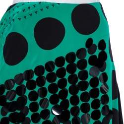 Pre Owned Diane von Furstenberg Black & Green Printed Sequined Silk Draped Skirt S