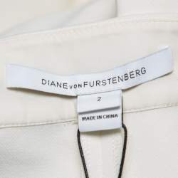 Pre Owned Diane von Furstenberg Off White Stretch Knit Genesis Pants S