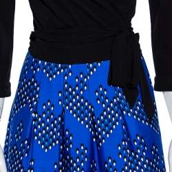 Pre Owned Diane von Furstenberg Multicolor Dotted Chevron Pattern Jewel Wrap Dress M