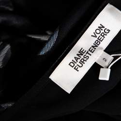 Pre Owned Diane Von Furstenberg Black Silk & Lurex Polka Dotted Larryn Blouse S