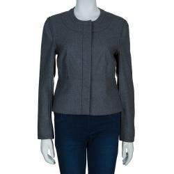 Pre Owned Diane von Furstenberg Grey Maya Peplum Wool Blazer L