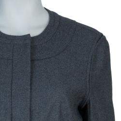 Pre Owned Diane von Furstenberg Grey Maya Peplum Wool Blazer L