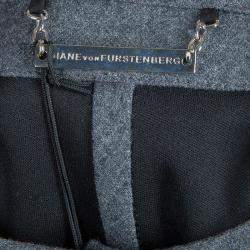 Pre Owned Diane von Furstenberg Grey Maya Peplum Wool Blazer L