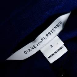 Pre Owned Diane von Furstenberg Blue Jersey Pleated Stevie Wrap Dress S