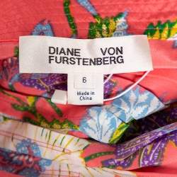 Pre Owned Diane von Furstenberg Pink Floral Printed Silk Pleated Detail D Ring Wrap Skirt M