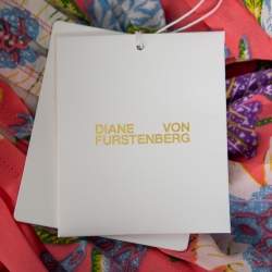 Pre Owned Diane von Furstenberg Pink Floral Printed Silk Pleated Detail D Ring Wrap Skirt M