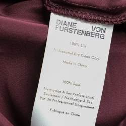 Pre Owned Diane von Furstenberg Burgundy Silk Satin Cabernet Midi Dress S