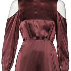 Pre Owned Diane von Furstenberg Burgundy Silk Satin Cabernet Midi Dress S