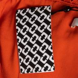 Pre Owned Diane von Furstenberg Orange Lace Flounce Tiana Sleeveless Dress M