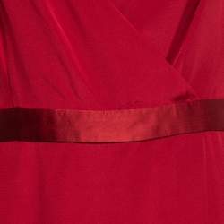 Pre Owned Diane Von Furstenberg Red Silk Wrap Effect Long Dress L