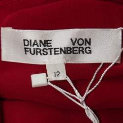 Pre Owned Diane Von Furstenberg Red Silk Wrap Effect Long Dress L