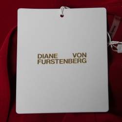 Pre Owned Diane Von Furstenberg Red Silk Wrap Effect Long Dress L