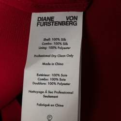 Pre Owned Diane Von Furstenberg Red Silk Wrap Effect Long Dress L