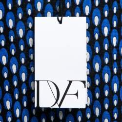 Pre Owned Diane von Furstenberg  Blue & Green Printed Stretch Silk Evita Midi Dress S