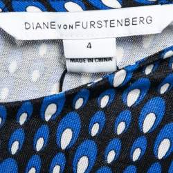 Pre Owned Diane von Furstenberg  Blue & Green Printed Stretch Silk Evita Midi Dress S