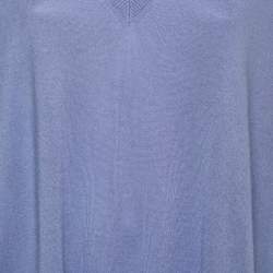 Pre Owned Diane Von Furstenberg Blue Silk & Cashmere V-Neck Knit Top L