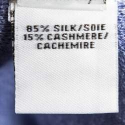 Pre Owned Diane Von Furstenberg Blue Silk & Cashmere V-Neck Knit Top L