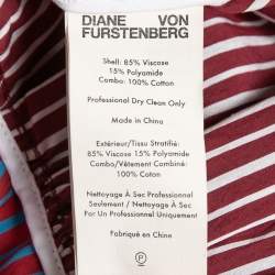 Diane Von Furstenberg Burgundy Striped Cotton Wrap Dress XL