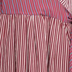 Diane Von Furstenberg Burgundy Striped Cotton Wrap Dress XL
