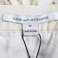 Pre Owned Diane Von Furstenberg White Guipure Lace Midi Skirt L