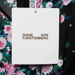 Pre Owned Diane Von Furstenberg Black Floral Printed Crepe Midi Dress M