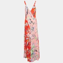 Pre Owned Diane Von Furstenberg Multicolor Floral Printed Silk Sleeveless Maxi Dress XL