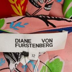 Pre Owned Diane Von Furstenberg Multicolor Floral Printed Silk Sleeveless Maxi Dress L