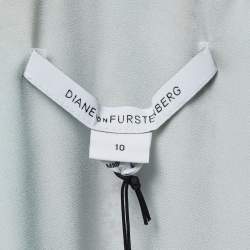 Pre Owned Diane Von Furstenberg Blue Met Dot Silk Mini Wrap Dress L