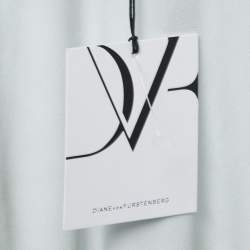 Pre Owned Diane Von Furstenberg Grey/blue Leopard Rain Spots Printed Silk Delancey Short Wrap Dress L